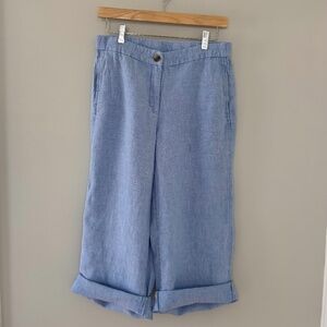 J.Jill Blue Linen Capri Pants